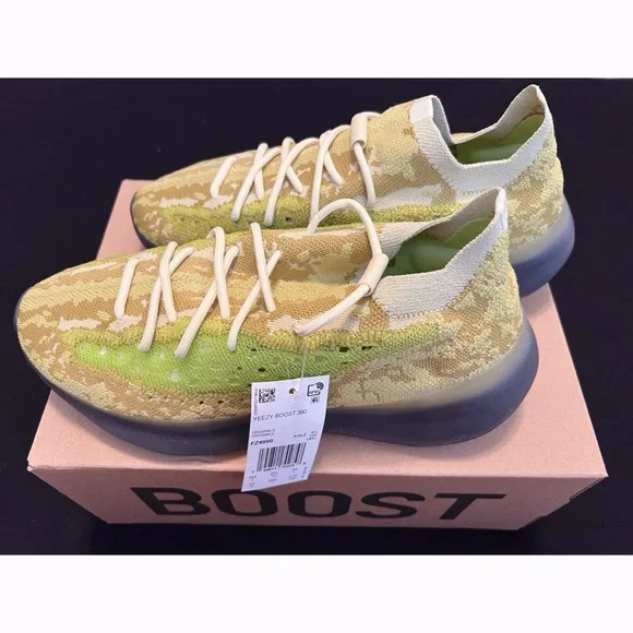 NIB Adidas Yeezy 380 Boost Slip On Hylte Green Yellow Highlight Size 10